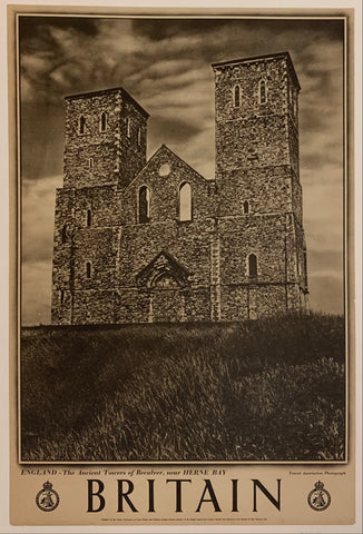 Link to Britain: "England - The Ancient Towers of Reculver, near Herne Bay"✓Great Britain, C. 1950 Product