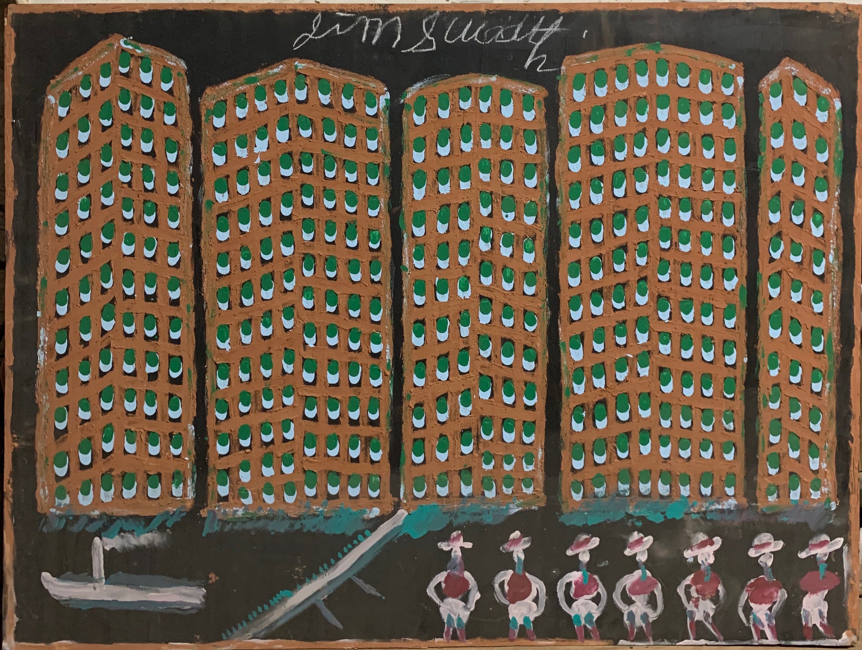 Apartments Near the Water #38, Jimmie Lee Sudduth Painting