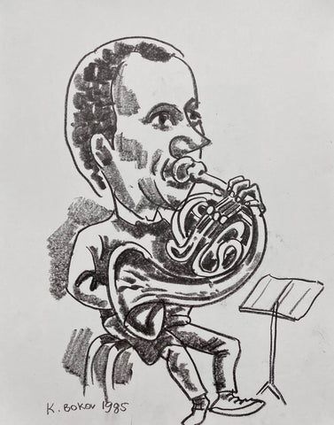 Link to  The French Horn Konstantin Bokov Charcoal DrawingU.S.A, 1985  Product