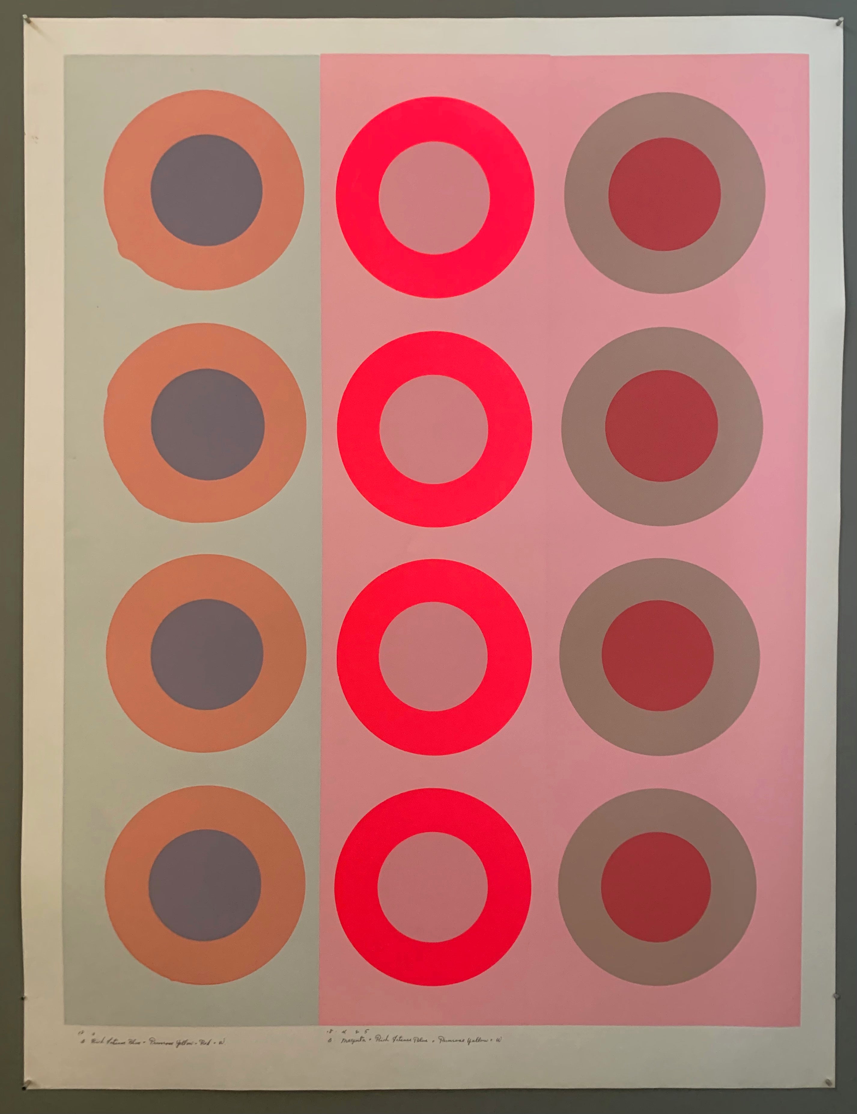 Three rows of pink targets