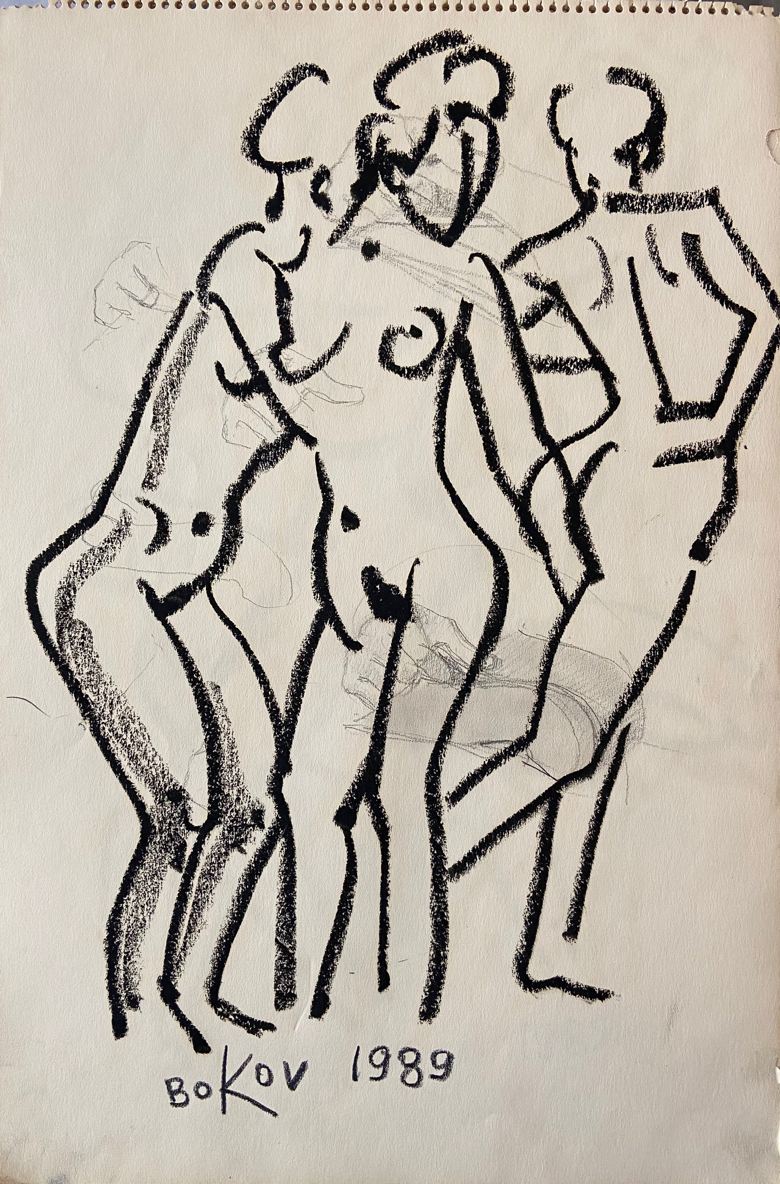 Three female nudes sketch