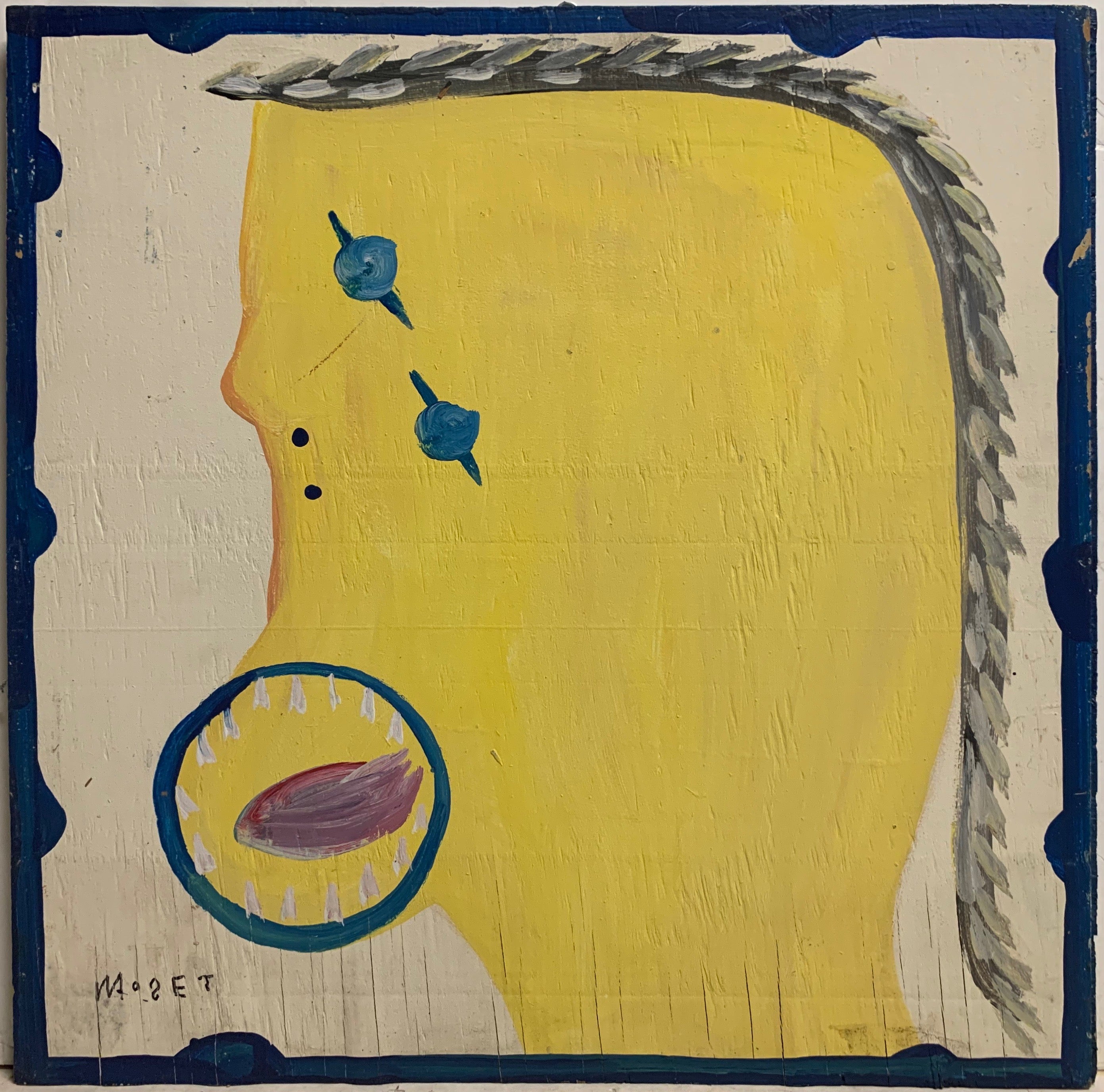 Yellow and Blue Mose Tolliver Painting