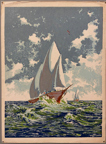 Link to  ????Sailboat on the Sea Muted Colors Print  ???U.S.A, c. 1955  Product