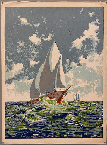 Link to ????Sailboat on the Sea Muted Colors Print ???U.S.A, c. 1955 Product
