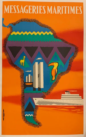 Link to  Messageries Maritimes Travel Poster ✓France, c. 1960  Product