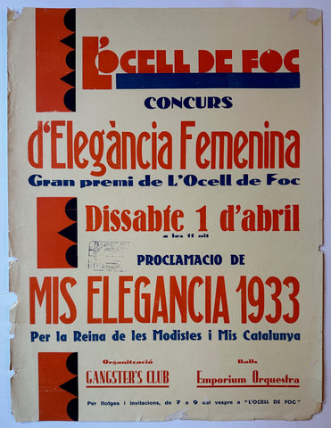 Link to L'Ocell de Foc Concurs d'Elegància Femenina PosterSpain, 1933 Product