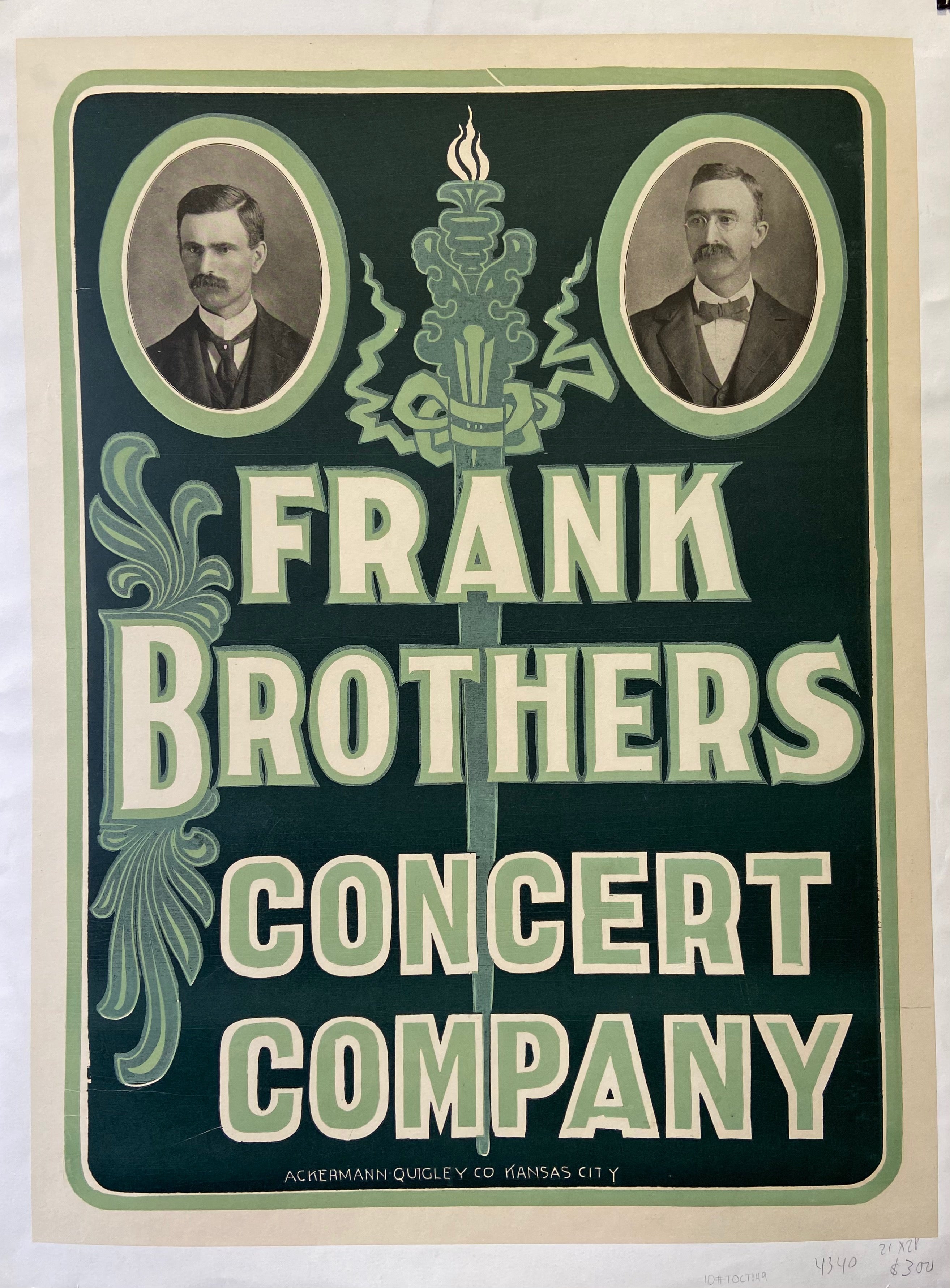Poster advertising concerts by the Frank Brothers