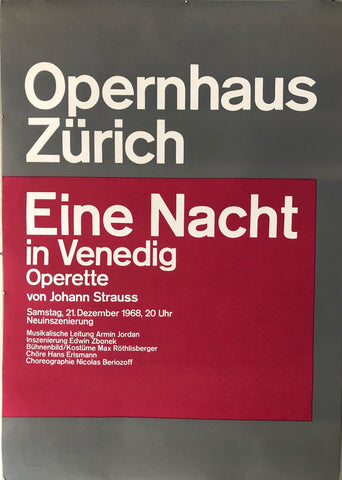 Link to Opernhaus Zürich "Eine Nacht in Venedig Operette"Switzerland, 1960 Product