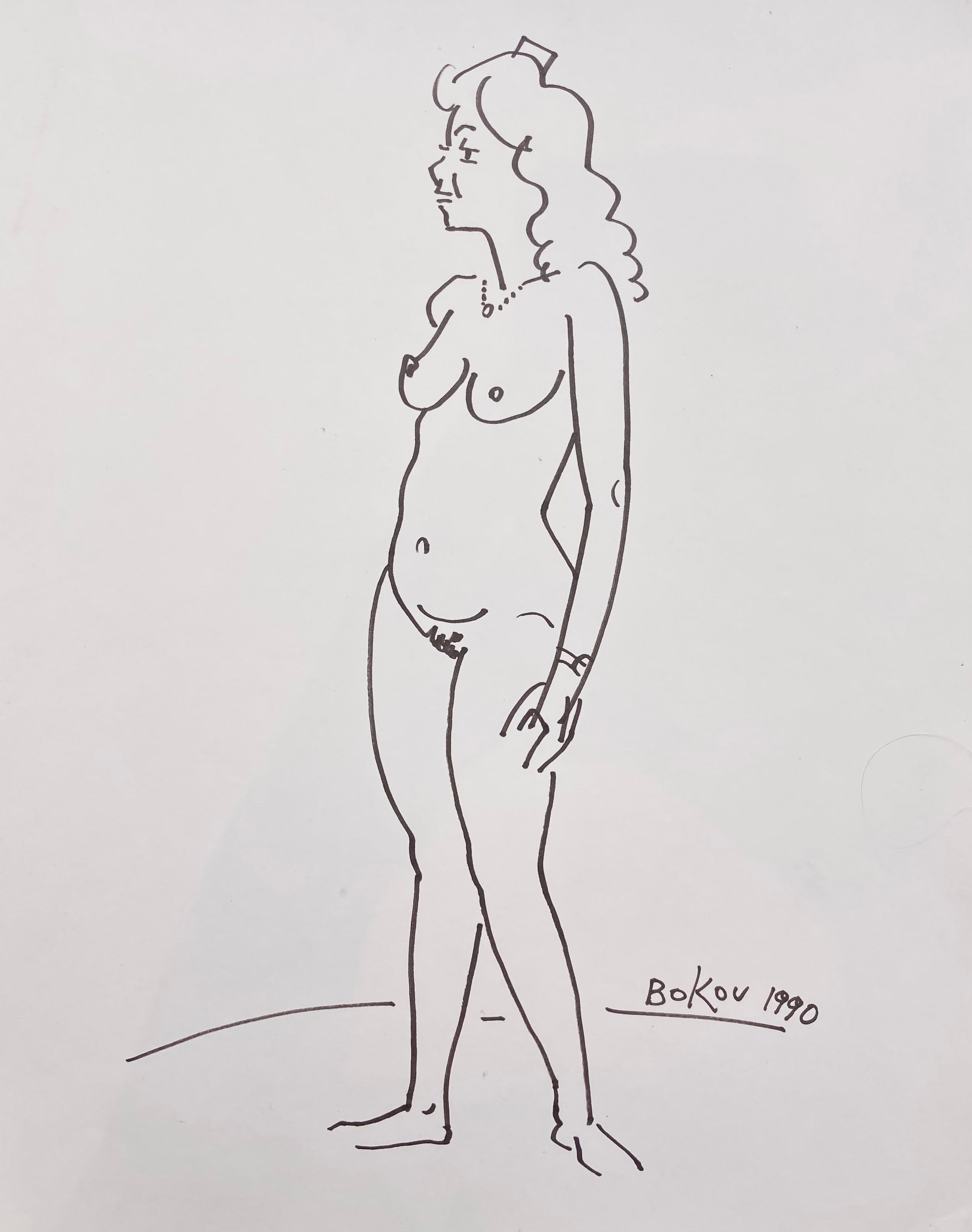 marker drawing of a nude woman