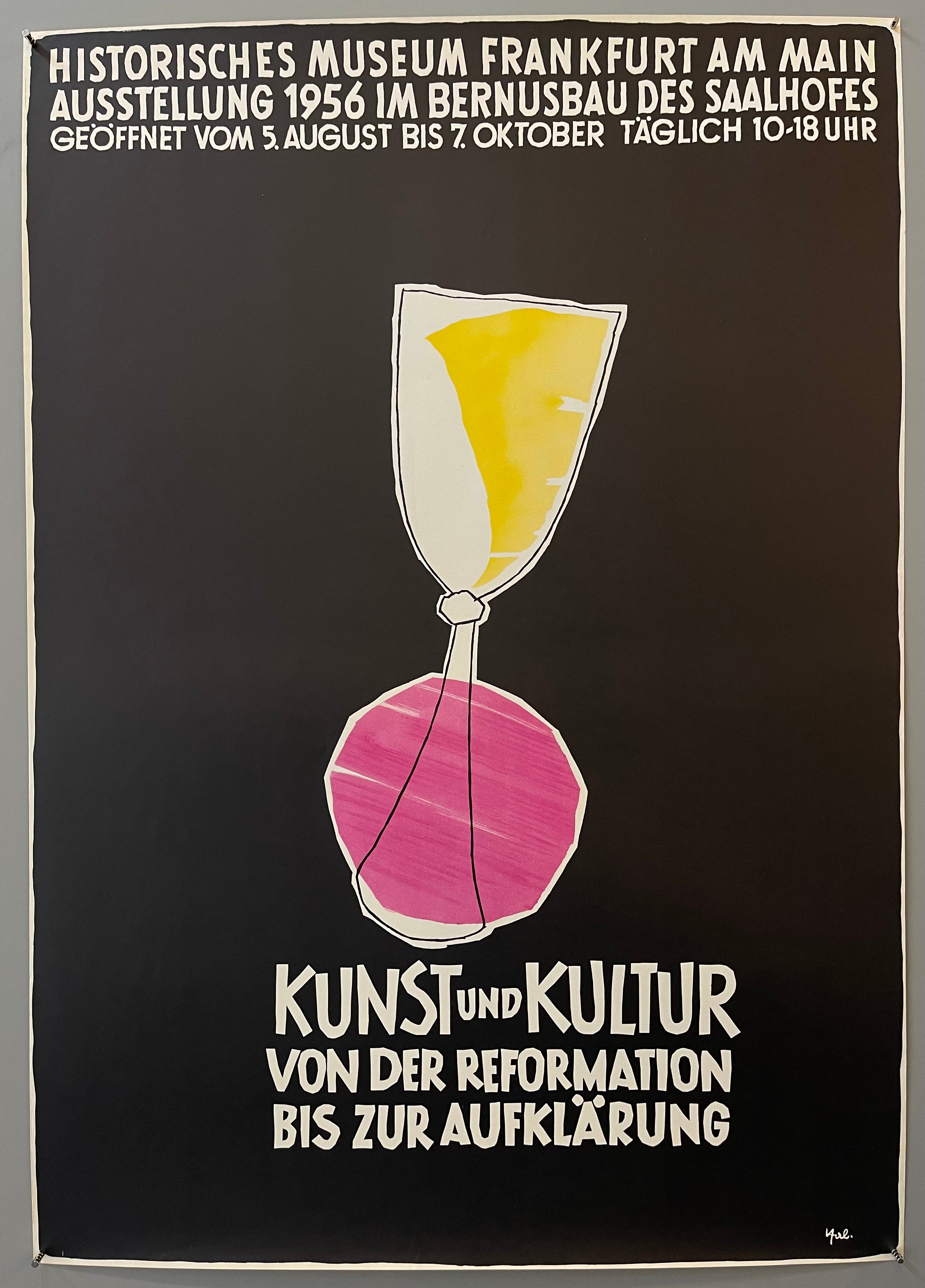 Black background with sketched wine glass on top of a pink circle.