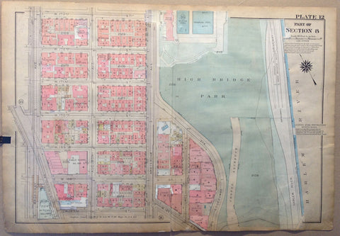 Link to NYC Bronx Map - Part of Section 8, Highbridge Park & Harlem RiverU.S.A c. 1921 Product