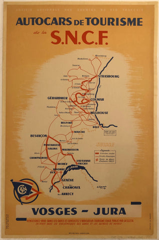 Link to  Autocars de Tourisme de la S.N.C.F Poster ✓France, 1948  Product