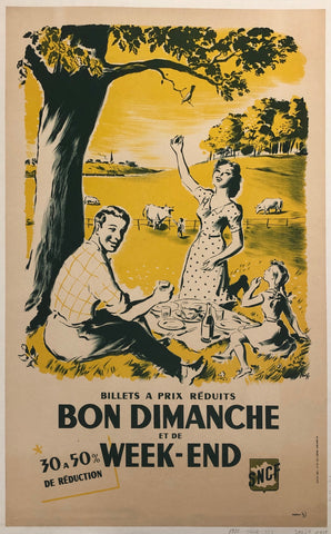 Link to  Bon Dimanche Et De Week-End Poster ✓France, 1951  Product