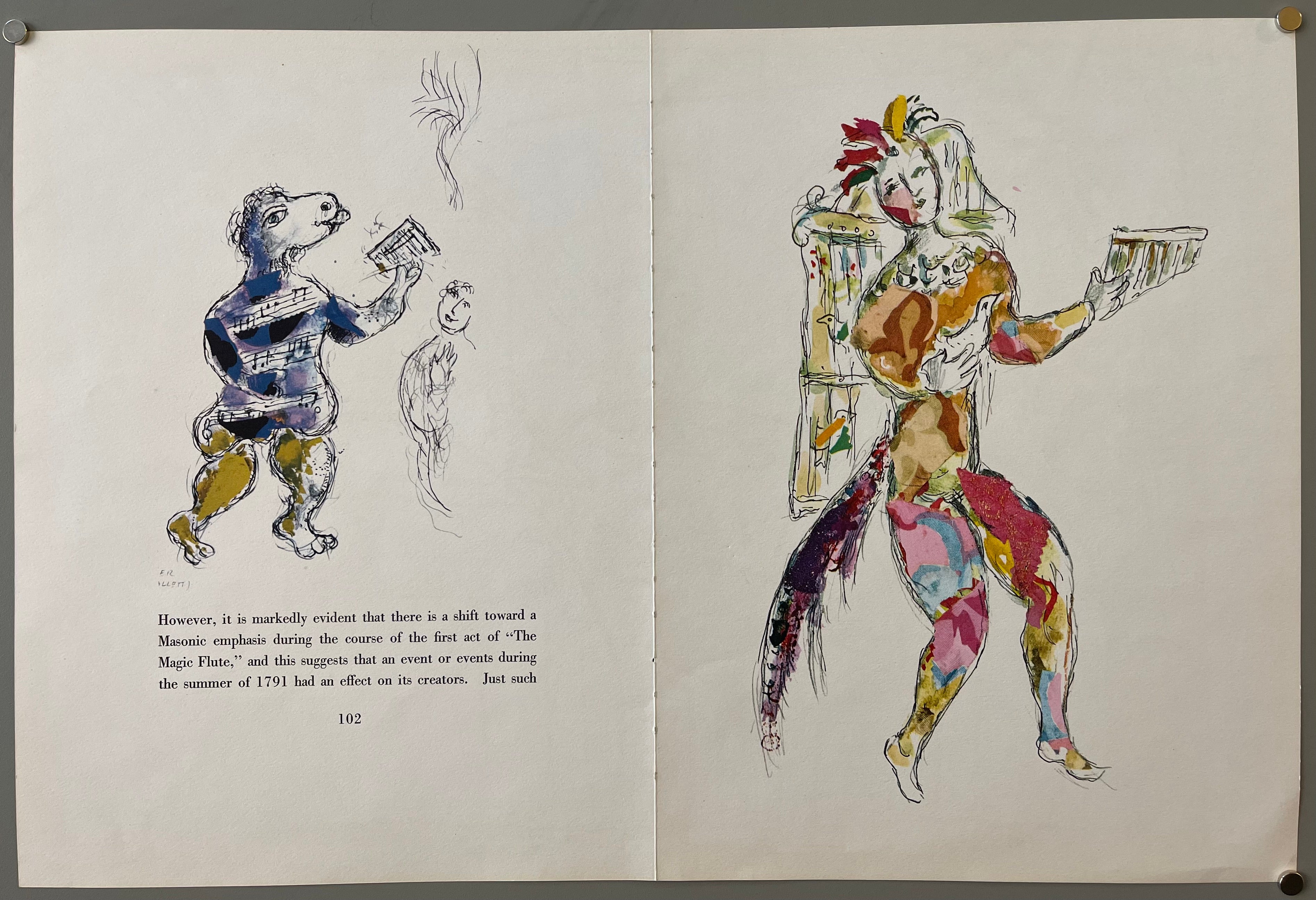 two humanoid and colorful watercolor figures