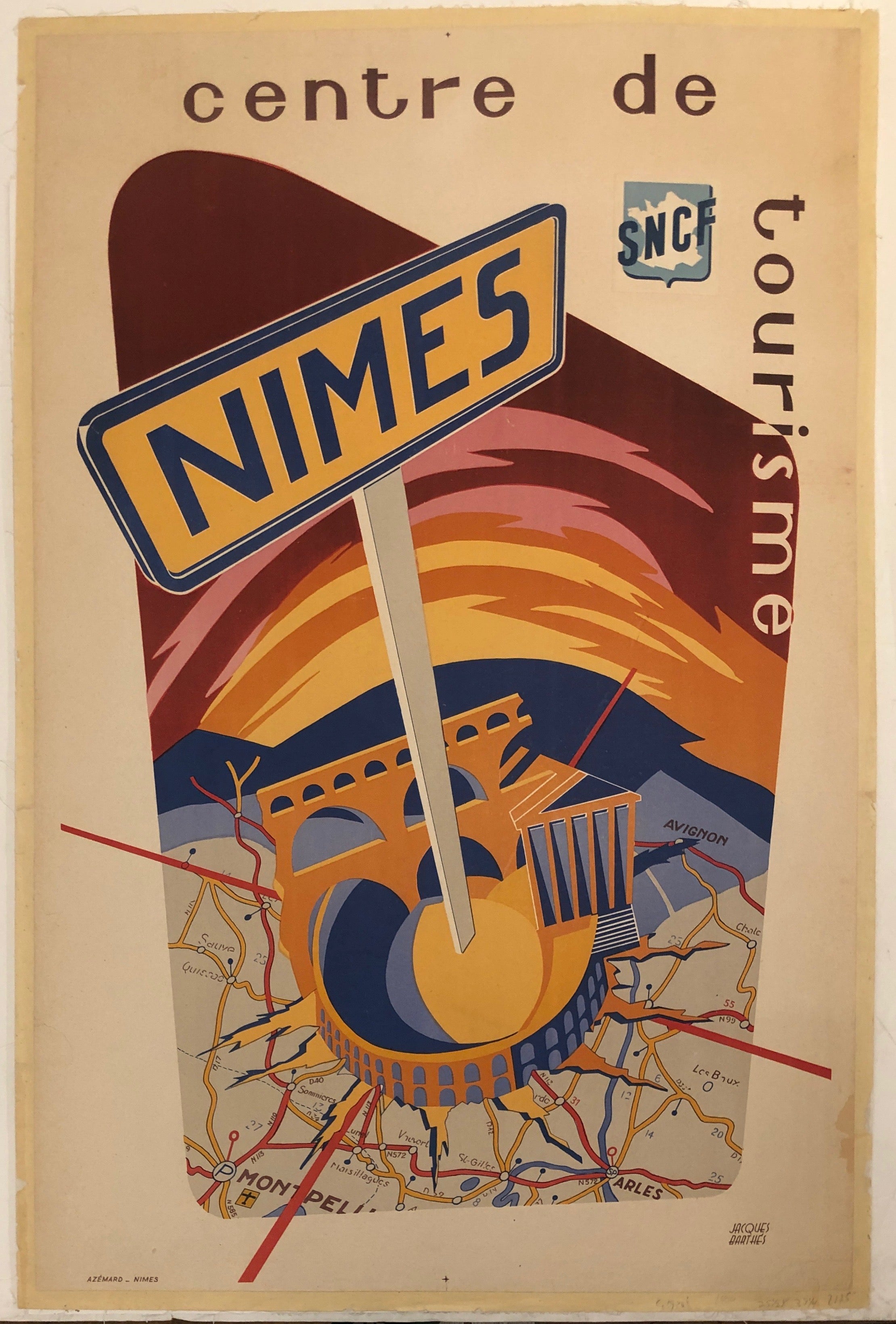 Nimes Centre de Tourisme Travel Poster ✓