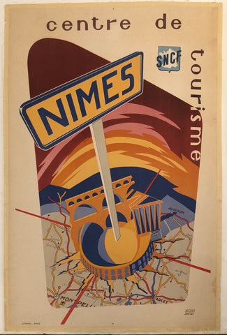 Link to  Nimes Centre de Tourisme Travel Poster ✓France, c. 1960  Product