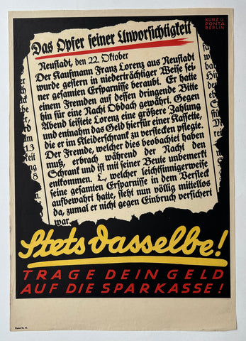 Link to  Stets Dasselbe! Trage Dein Geld Auf Die Sparkasse! PosterGermany, c. 1960s  Product