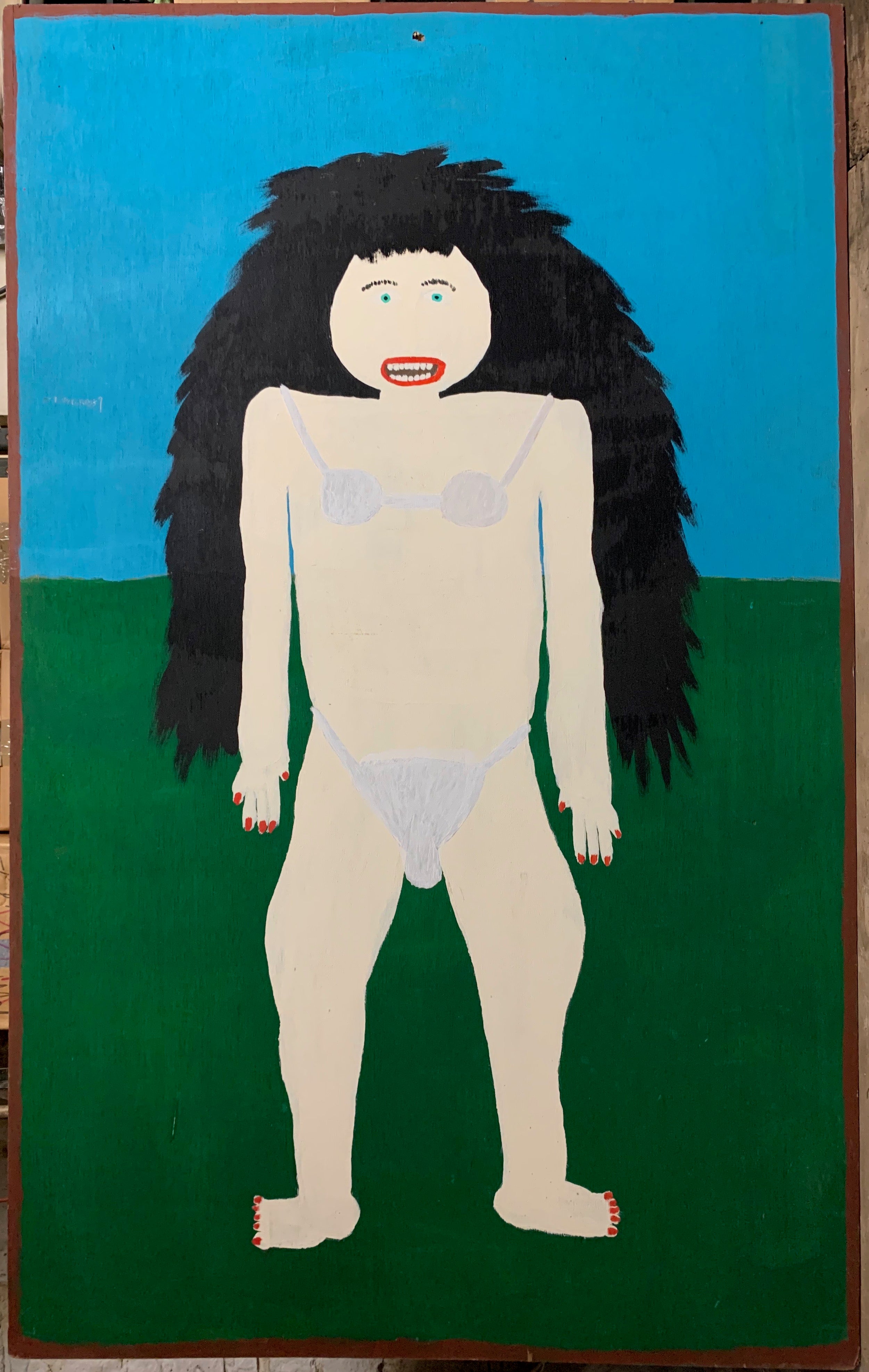 Jake McCord painting of a woman in a silver bikini.