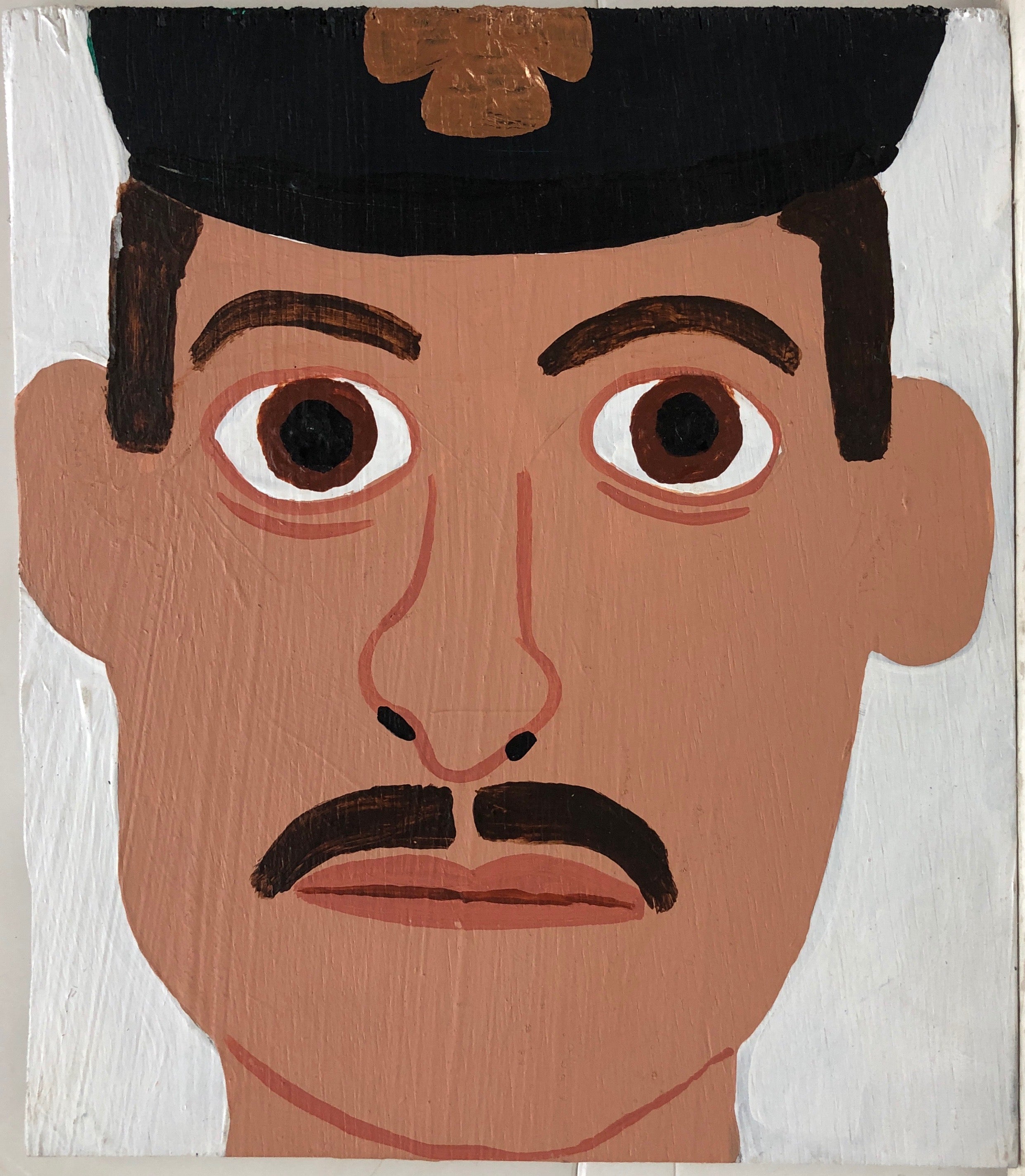 Portrait of Eric Allen, moustached and in a black firefighter's hat.