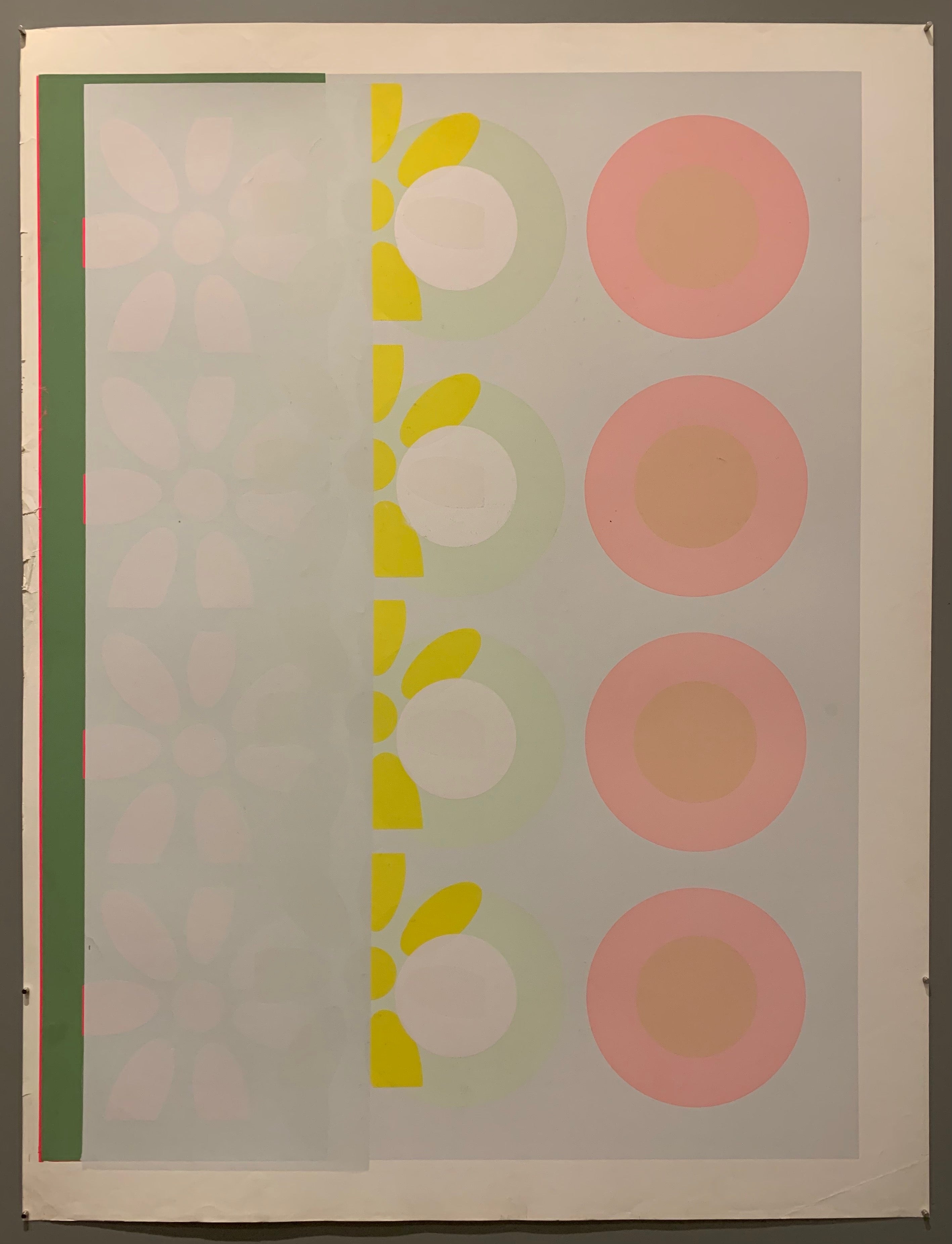 Two rows of targets and one row of flowers.