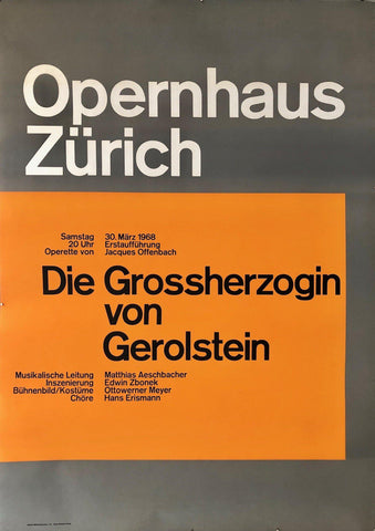 Link to Opernhaus Zürich "Die Grossherzogin von Gerolstein"Switzerland, 1960 Product