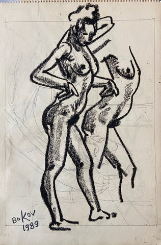 Link to Two Female Nudes Konstantin Bokov Charcoal DrawingU.S.A, 1989 Product