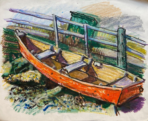 Link to Orange Boat Konstantin Bokov Oil Stick DrawingU.S.A, 1991 Product