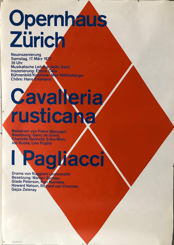 Link to Opernhaus Zürich "Cavalleria Rusticana"Switzerland, 1973 Product