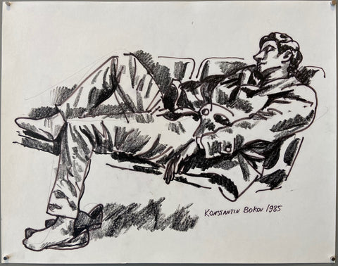 Link to Man Sleeping Konstantin Bokov Charcoal DrawingU.S.A, 1985 Product