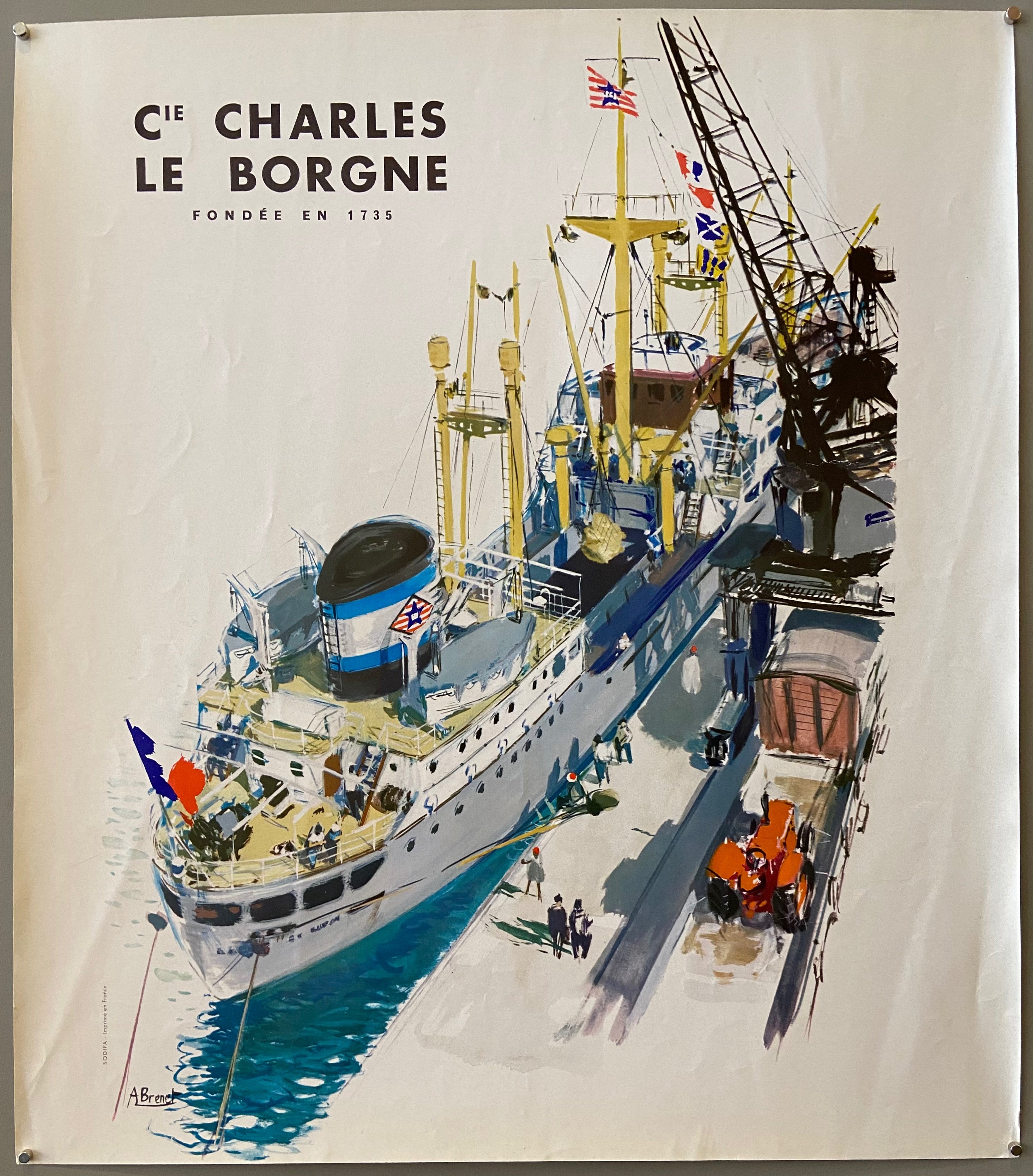 poster of a ship at dock