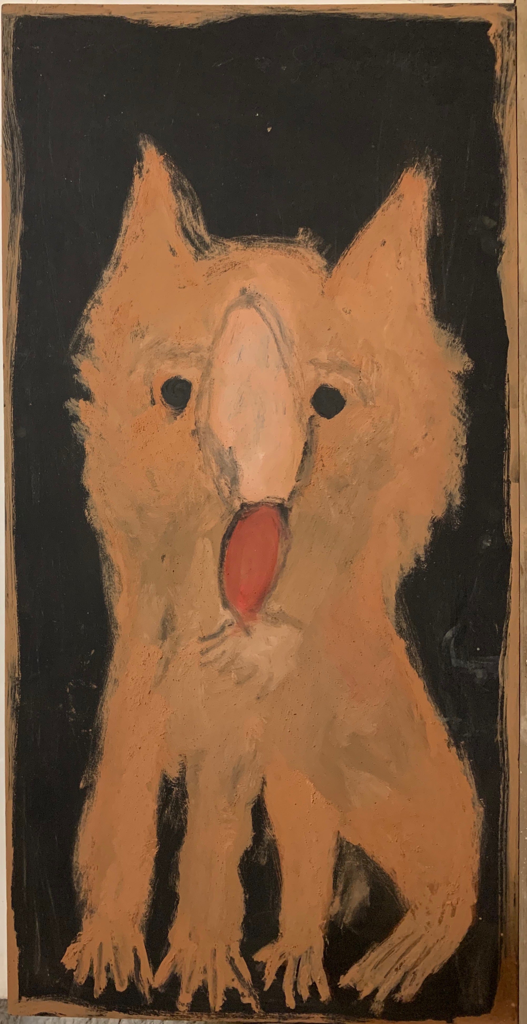 A painting of a fluffy dog.