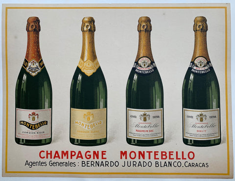 Link to  Champagne Montebello "Agentes Generales: Bernardo Jurado Blanco. Caracas"France, C. 1920  Product
