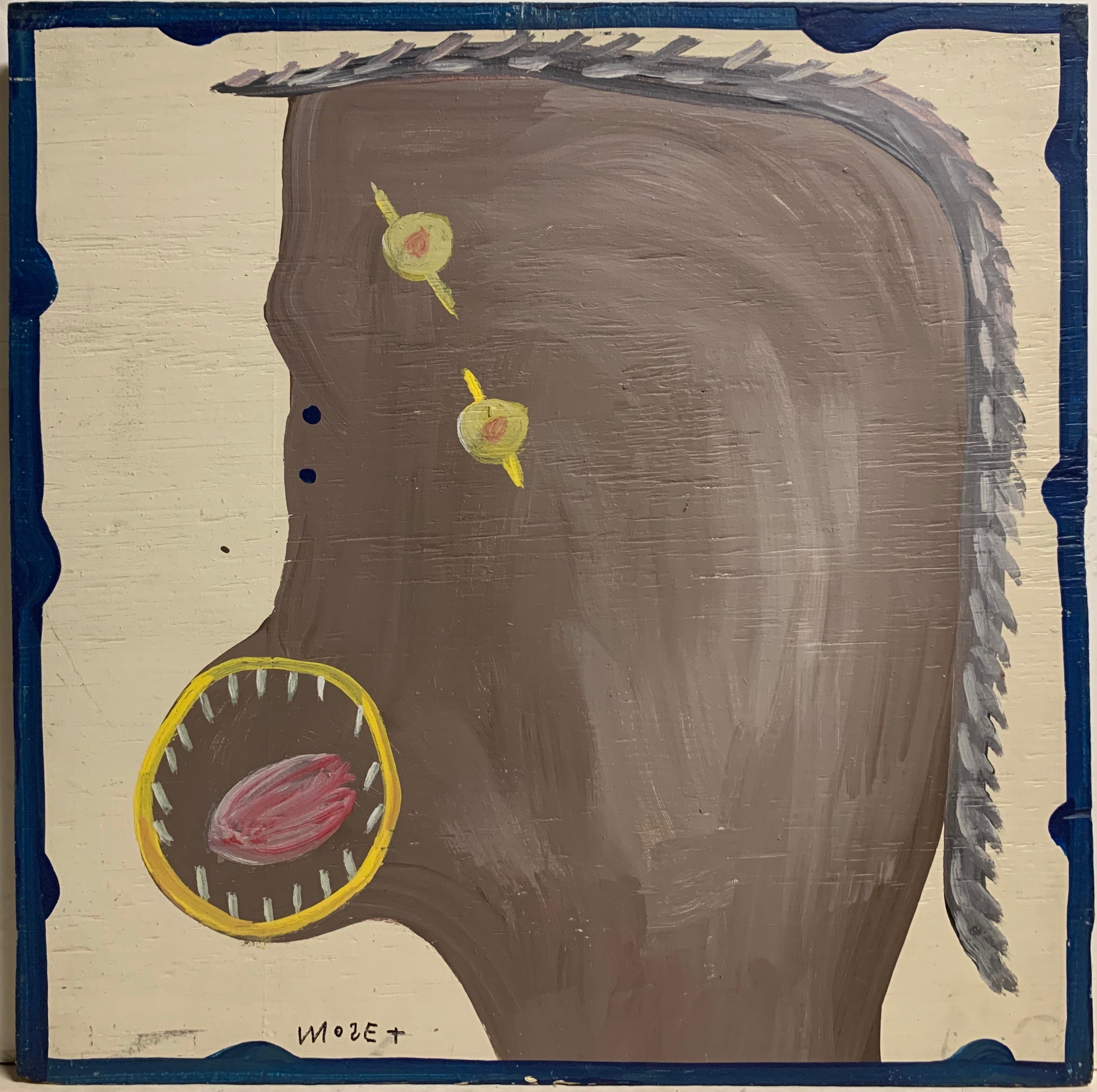 Gray and Yellow Self-Portrait Mose Tolliver Painting