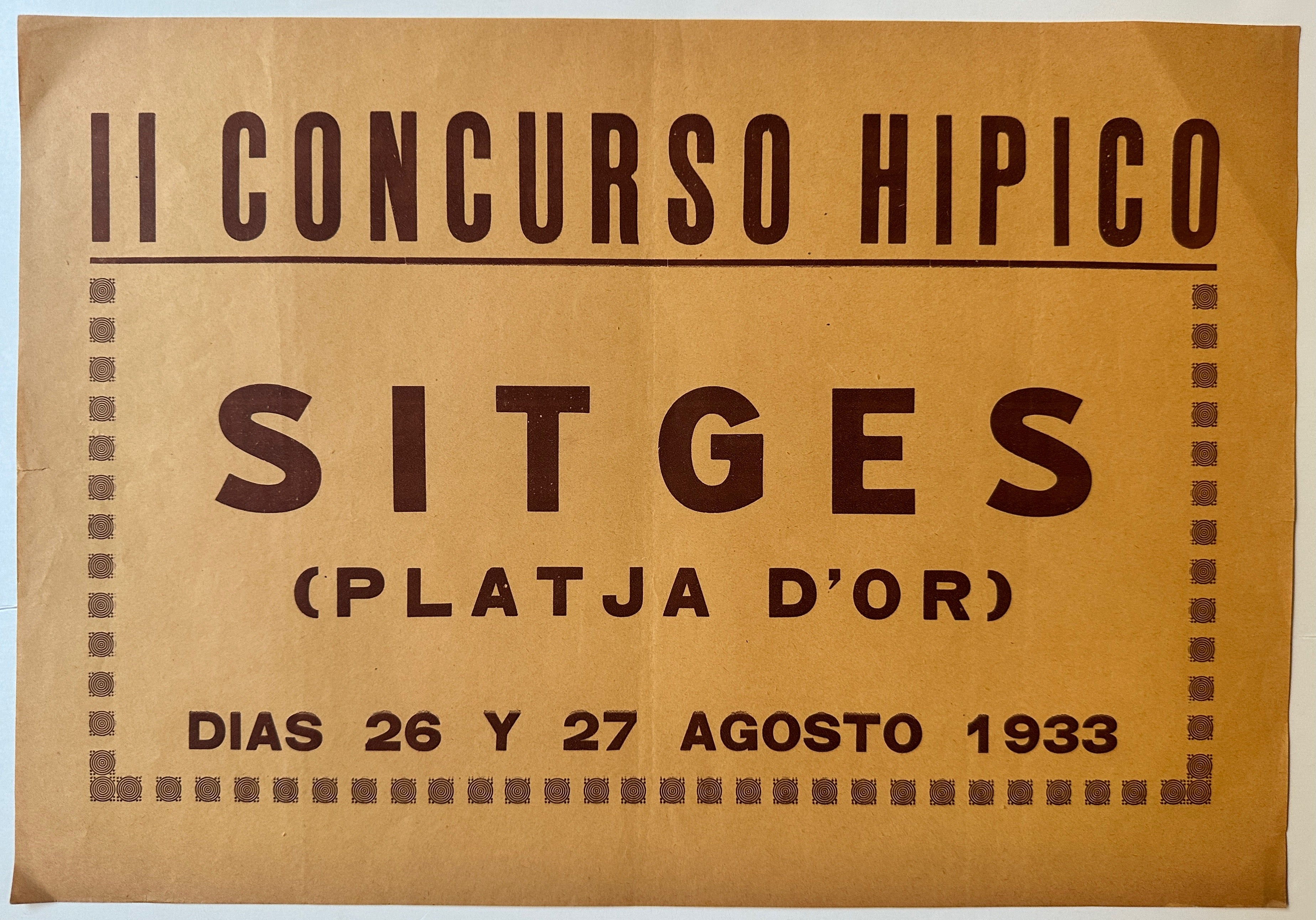 12.5x17.5 spanish civil war era poster promoting horse race being held in sitges, catalonia