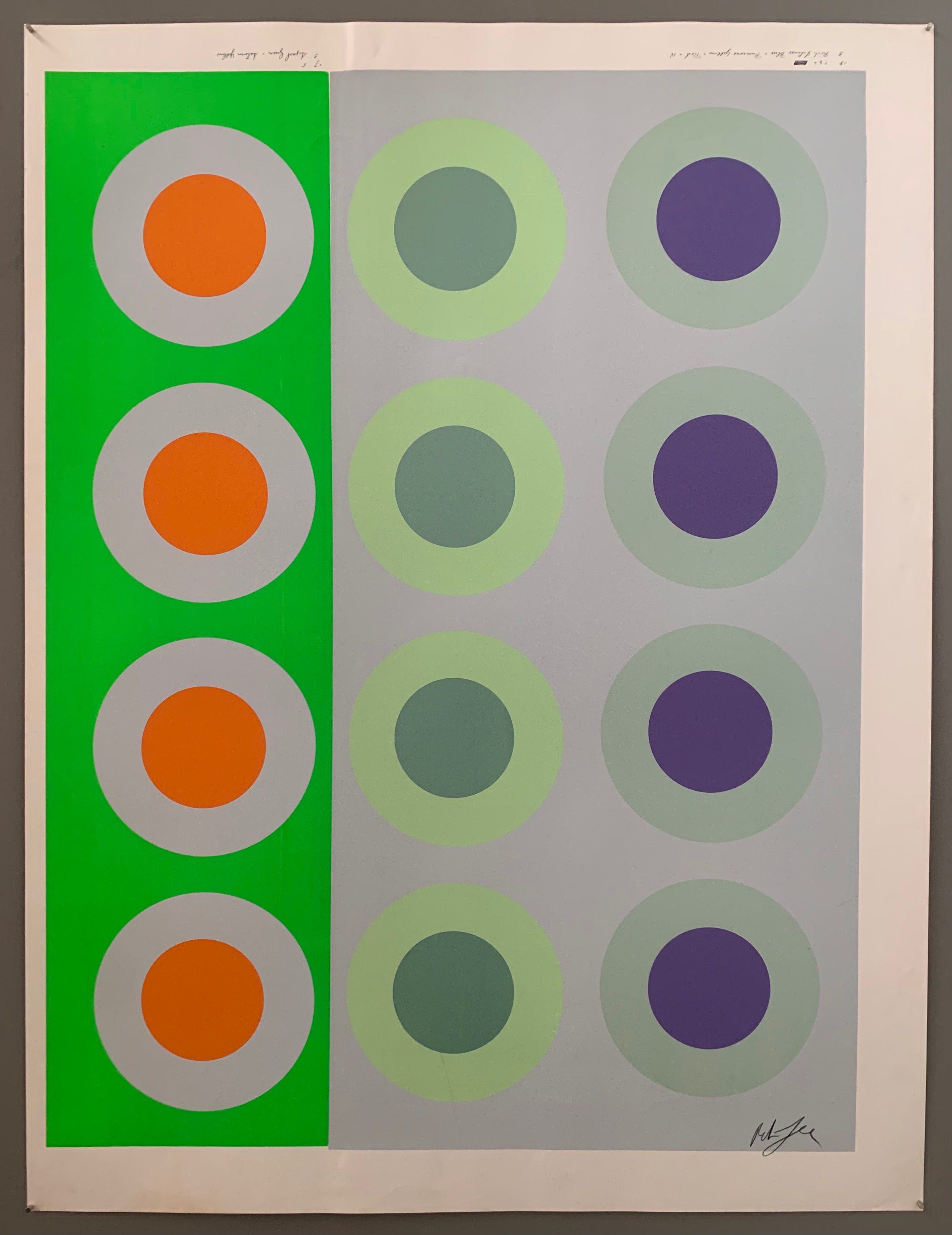 Three rows of targets on green and blue panels