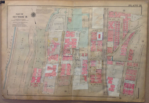 Link to NYC Bronx Map - Part of Section 8, Hudson River, Fort Washington Park & RiversideU.S.A c. 1921 Product