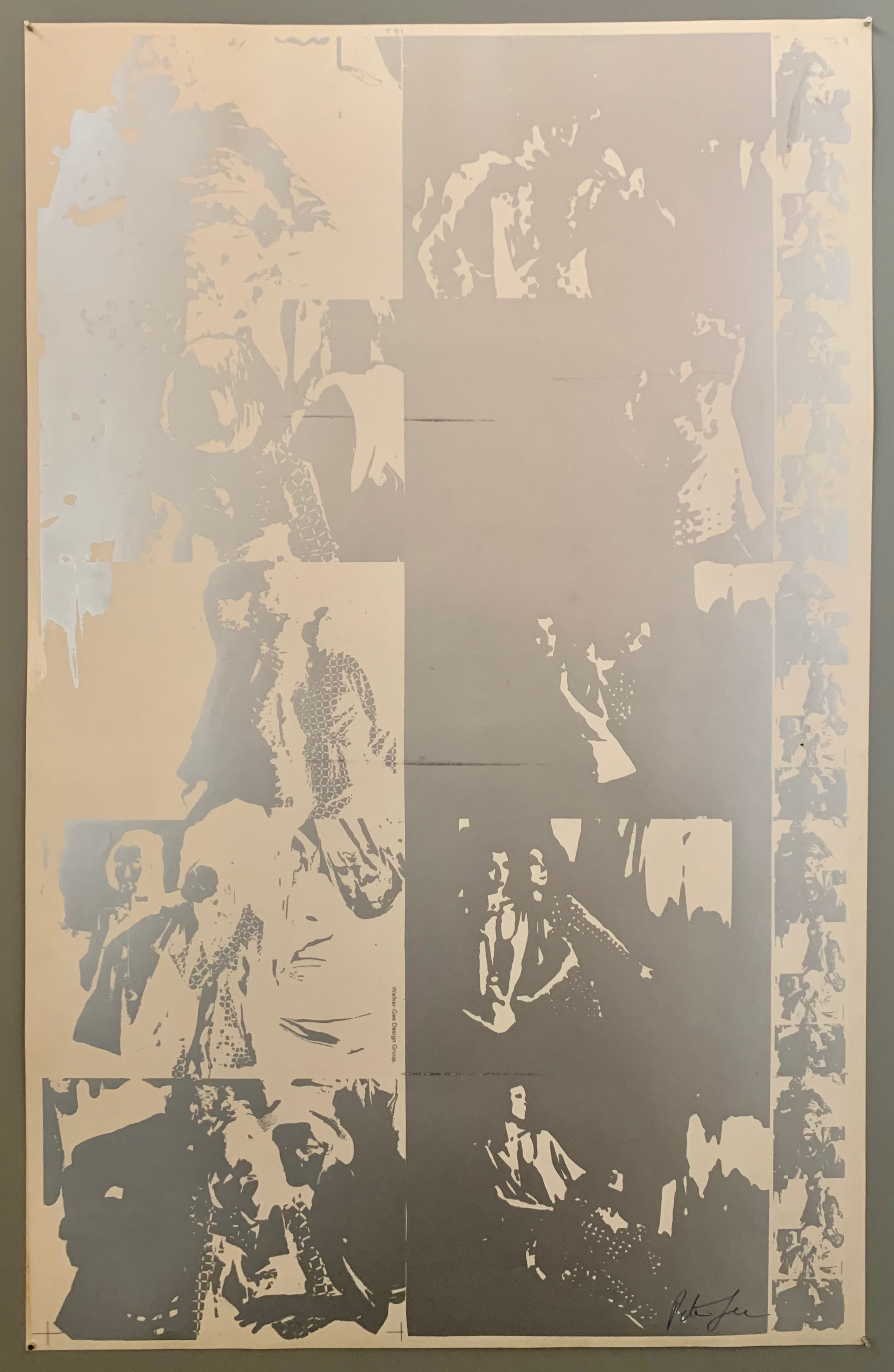 a series of photographs highlighted and shadowed in a pop art style. Mylar mirror-like paper.