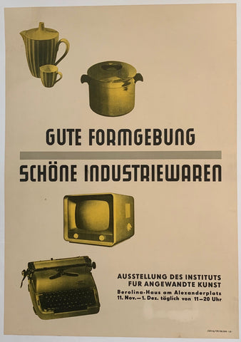 Link to Gute Formgebung Schöne Industriewaren Austellung des instituts fur angewandte kunst berolina haus am alexanderplatzGermany, C. 1960 Product