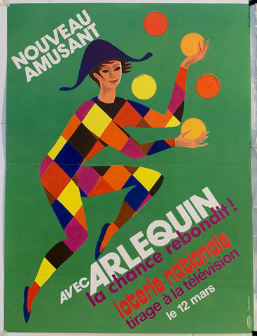 Link to  Arlequin Loterie Nationale - Juggling in GreenFrance, C. 1955  Product