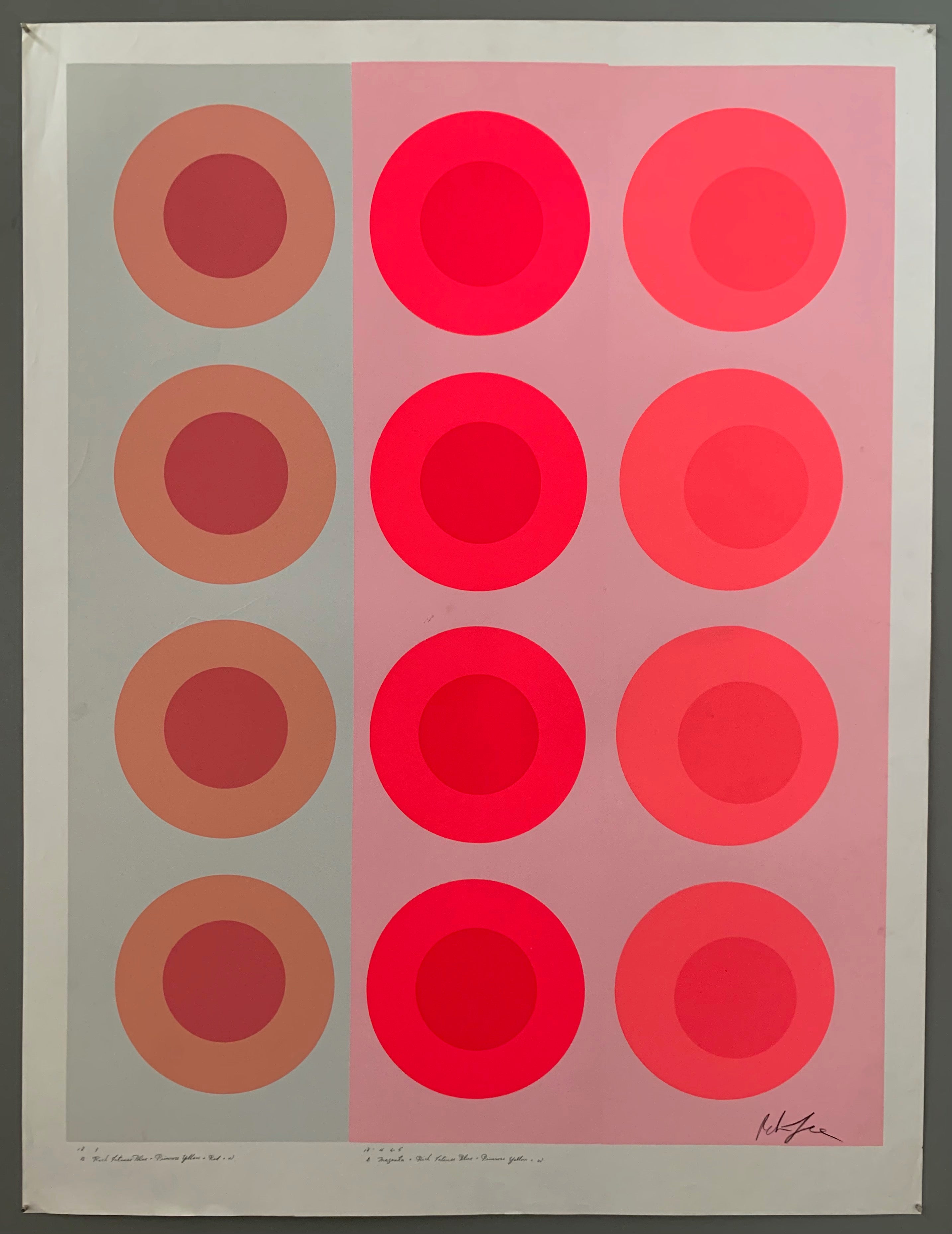 Three rows of pink targets