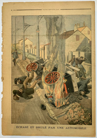 Link to  Le Petit Journal - "Ecrase Et Brule Par Une Automobile"France, C. 1900  Product