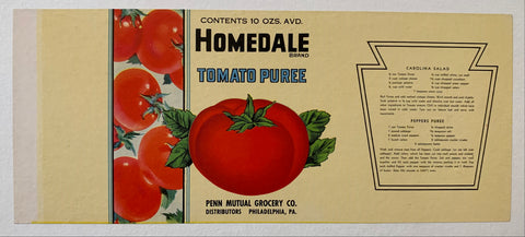 Link to  Homedale Tomato Puree LabelU.S.A., c. 1960s  Product
