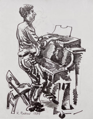 Link to Double Piano Konstantin Bokov Charcoal DrawingU.S.A, 1985 Product