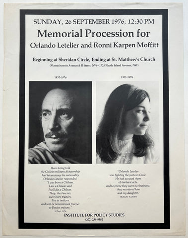 Link to Memorial Procession for Orlando Letelier and Ronni Karpen Moffitt Poster ✓USA, 1976 Product