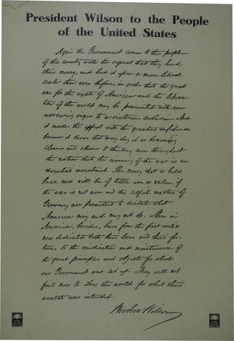 Link to  President Wilson to the People of the United States  Product