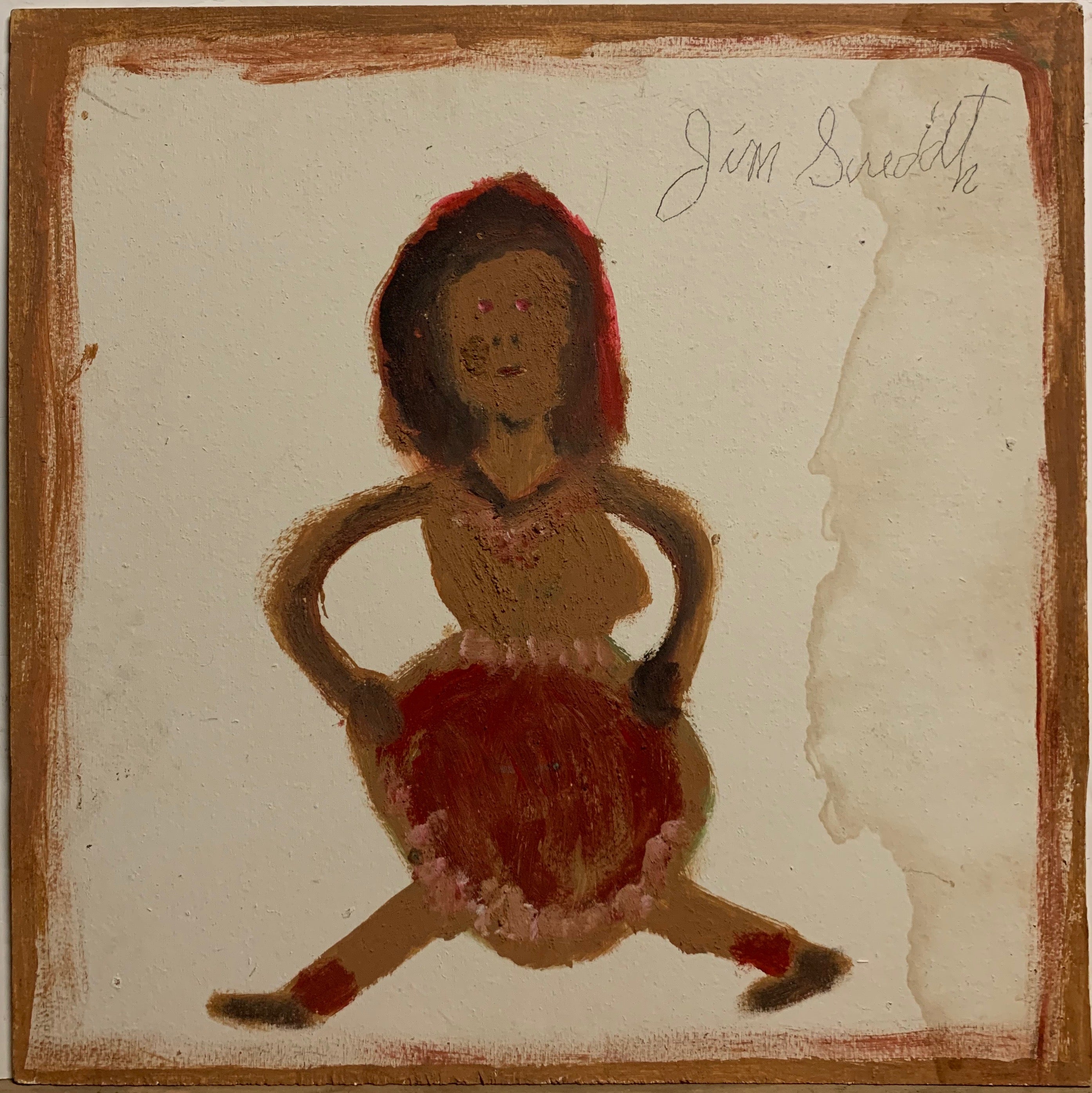 A painting of a woman with her hands on her hips.
