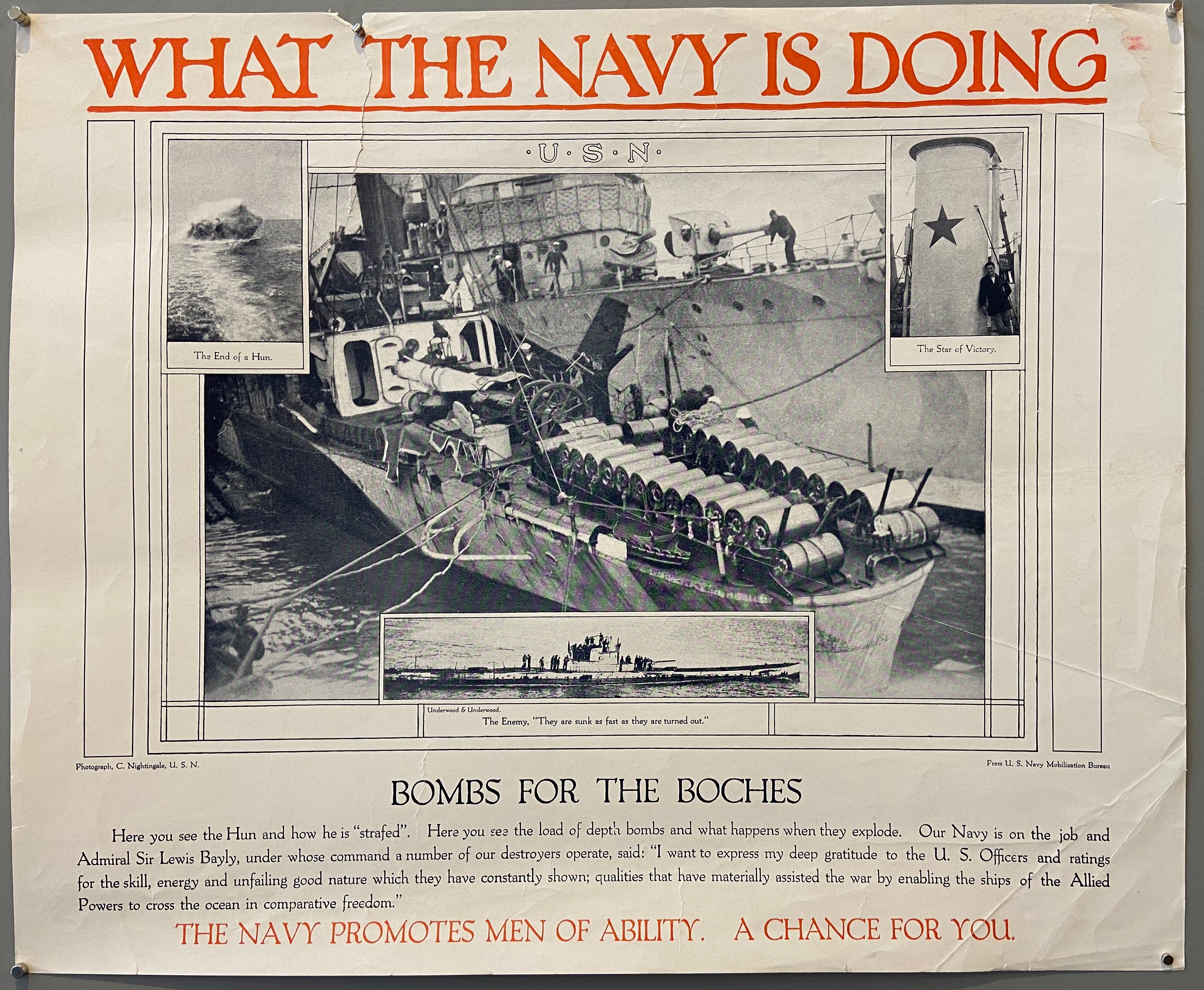 Poster recruiting for the WW1 navy