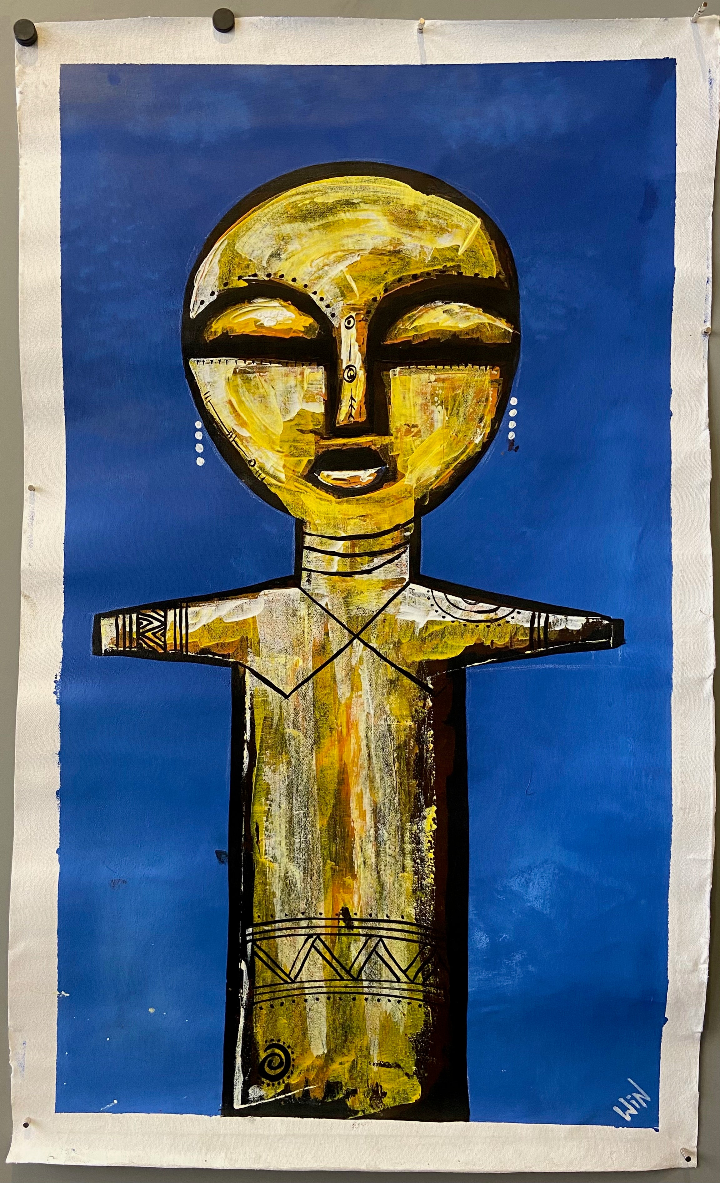 painting of a statuette