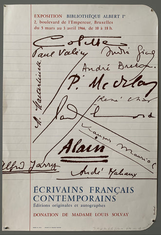 Link to  Écrivains Français Contemporains PosterBelgium, 1966  Product