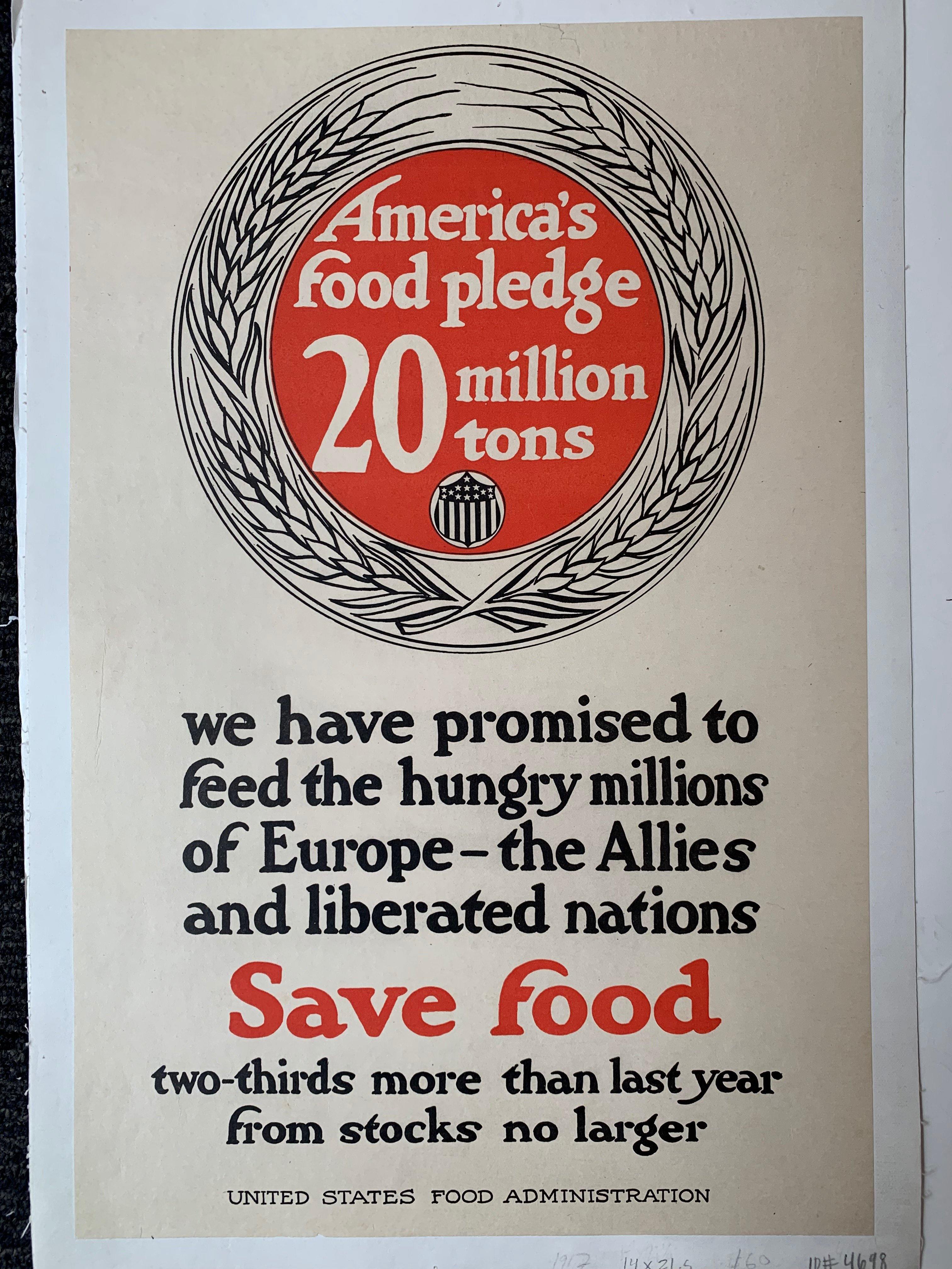 America's food pledge 20 million tons - Poster Museum